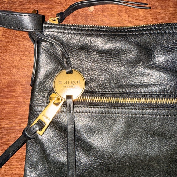 Margot Black Leather Crossbody Hobo Bag w/ Gold Hardware- Excellent Condition - Picture 2 of 6